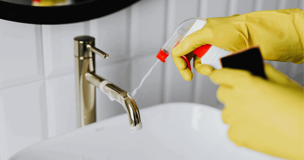 Femme de ménage auto-entrepreneur en pleine intervention