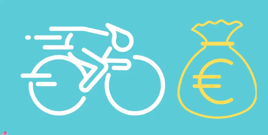 Cycliste stylisé avec sac d'argent – Tour de France Paris 2025 retombées économiques freelances