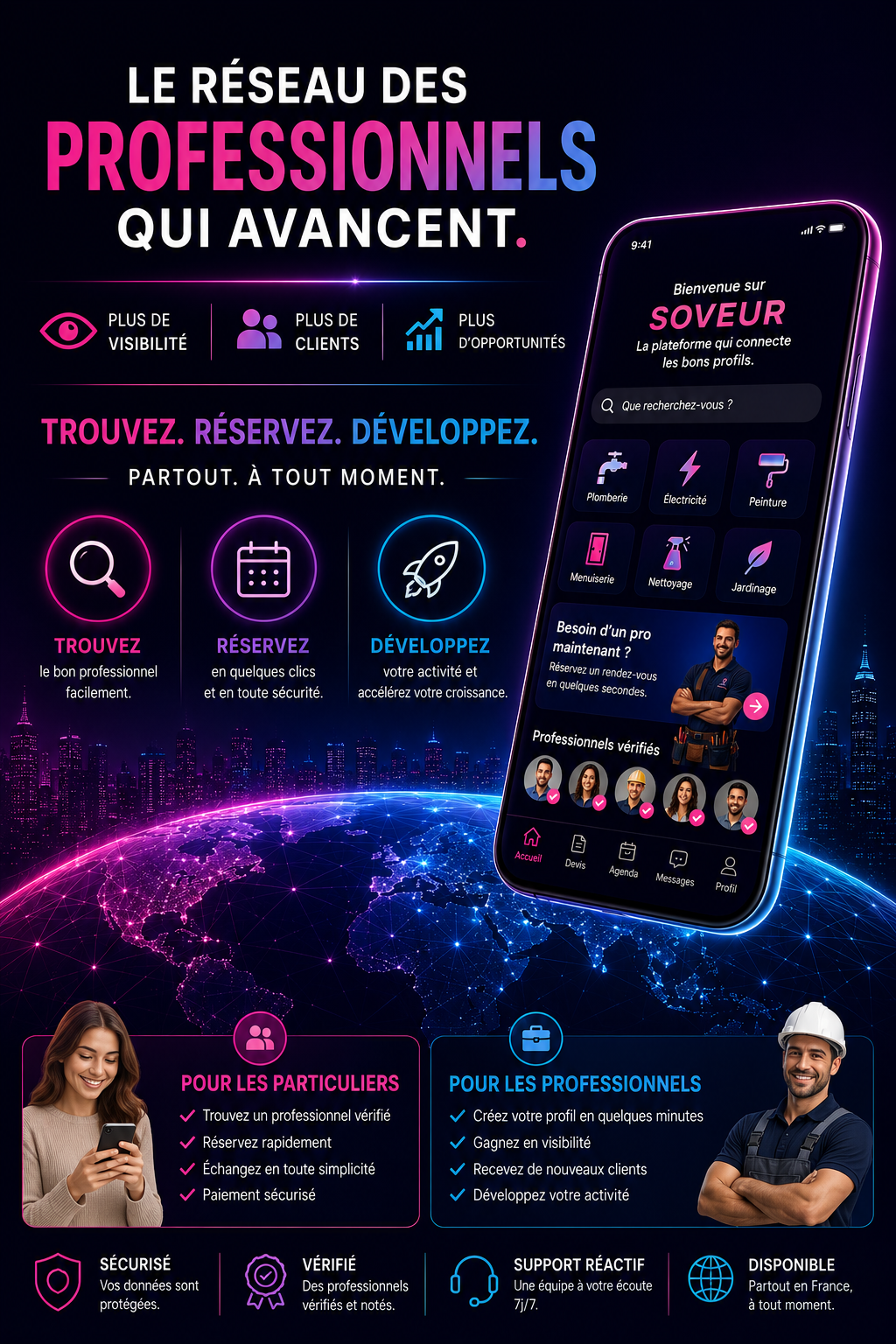 Soveur - Trouvez un professionnel qualifié ou développez votre activité partout en France
