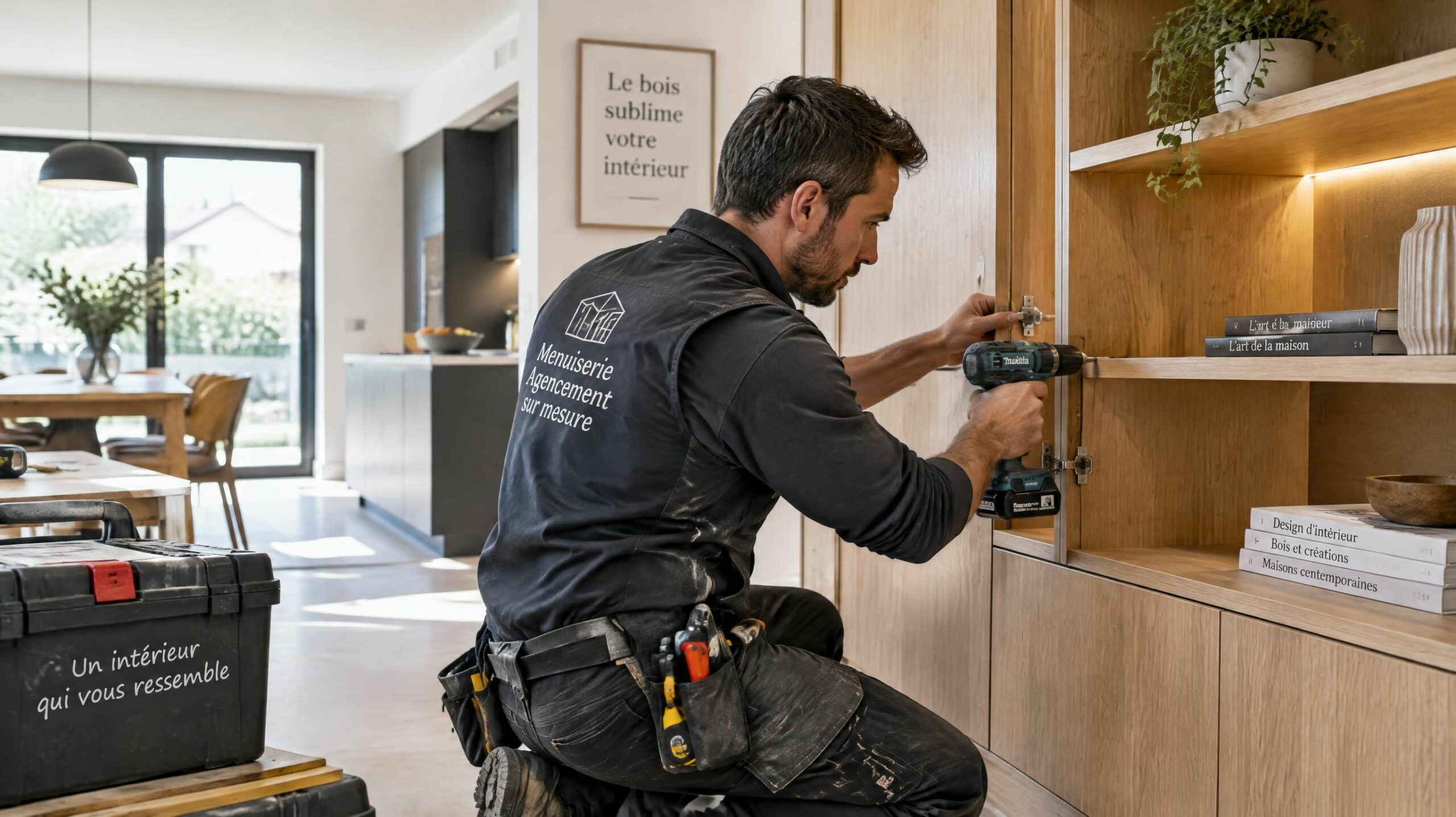 Artisan menuisier professionnel réalisant l’agencement sur-mesure et la menuiserie intérieure à Sèvremoine près de Cholet
