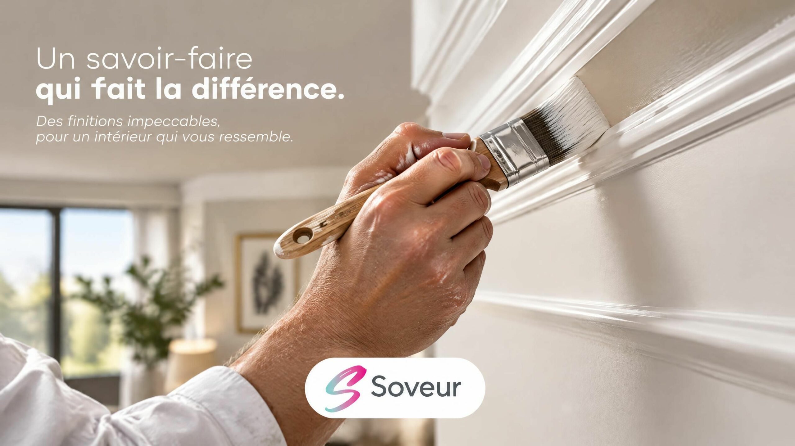 Travaux de peinture de précision sur boiseries et moulures par un artisan qualifié