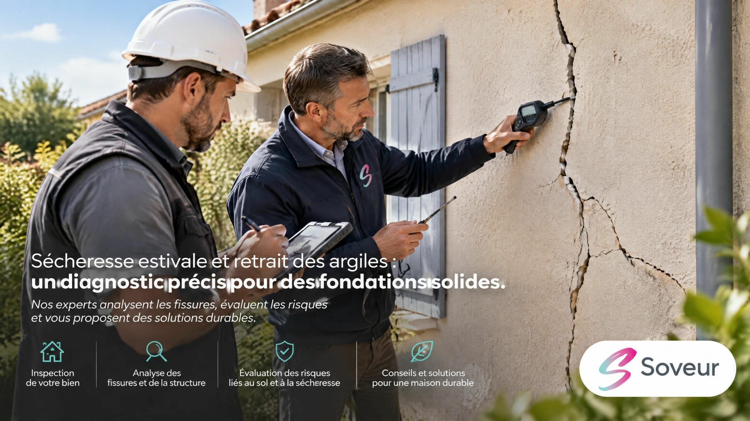 Diagnostic d'une fissure structurelle en escalier causée par le retrait-gonflement des argiles en France