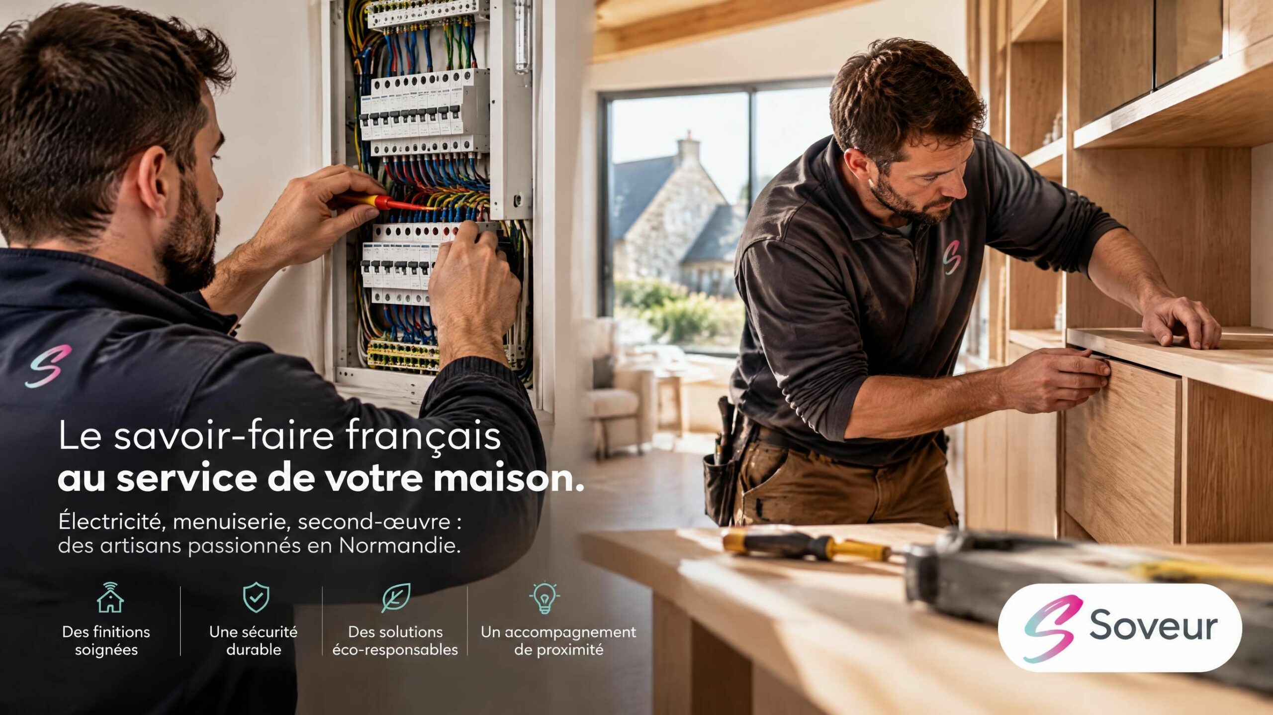 Câblage électrique professionnel et pose de menuiserie soignée par North Wall à Rouen