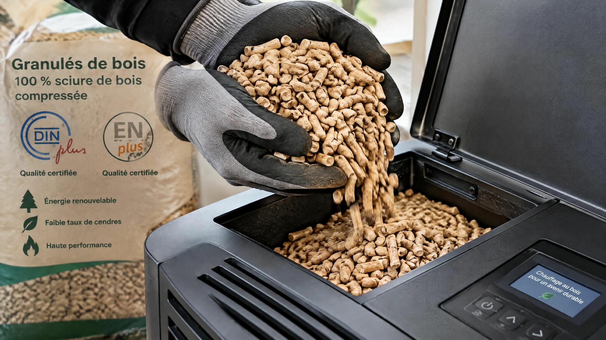 Granulés de bois certifiés Din Plus et En Plus distribués par Peltipro en Haute-Vienne