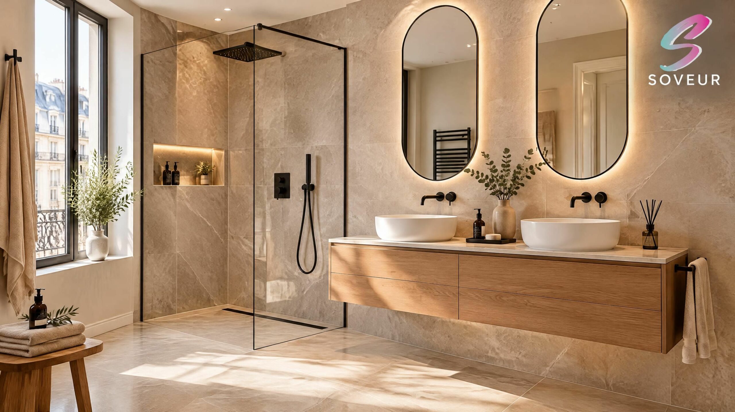 Rénovation complète de salle de bain et sanitaires avec logo officiel Soveur