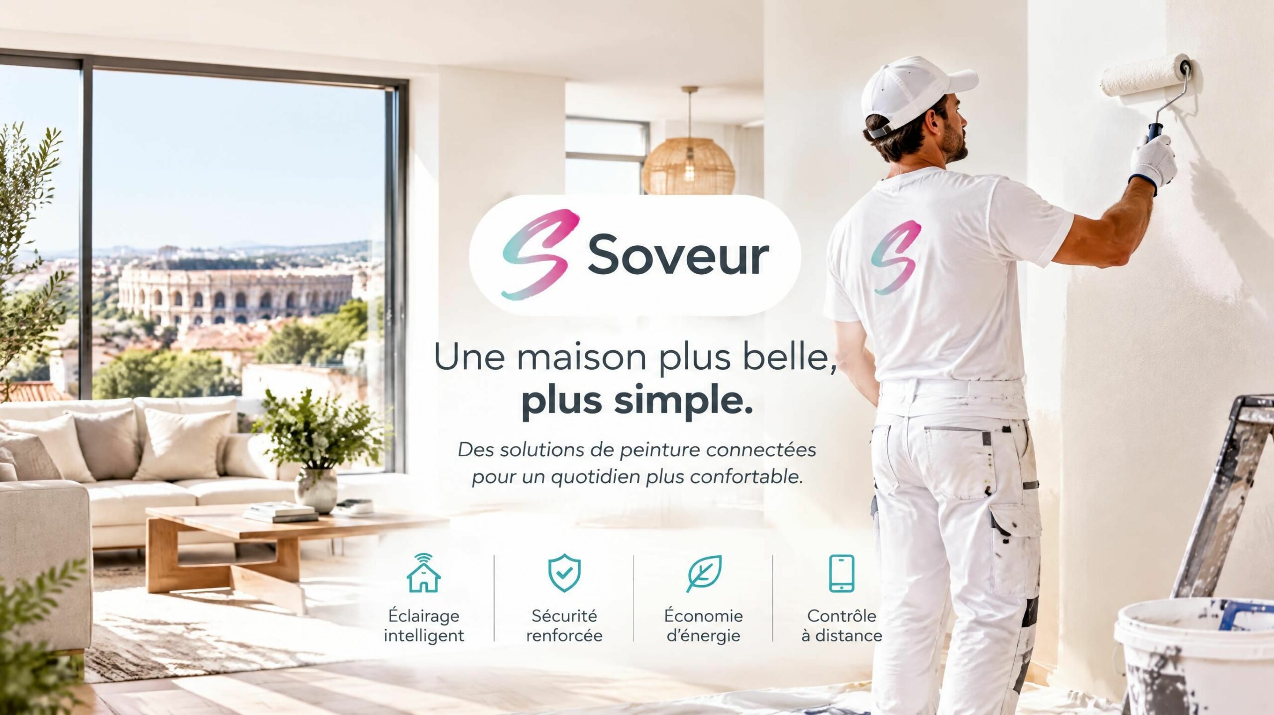 Artisan peintre en bâtiment Thomas Cariou à Nîmes - Peinture intérieure et logo Soveur