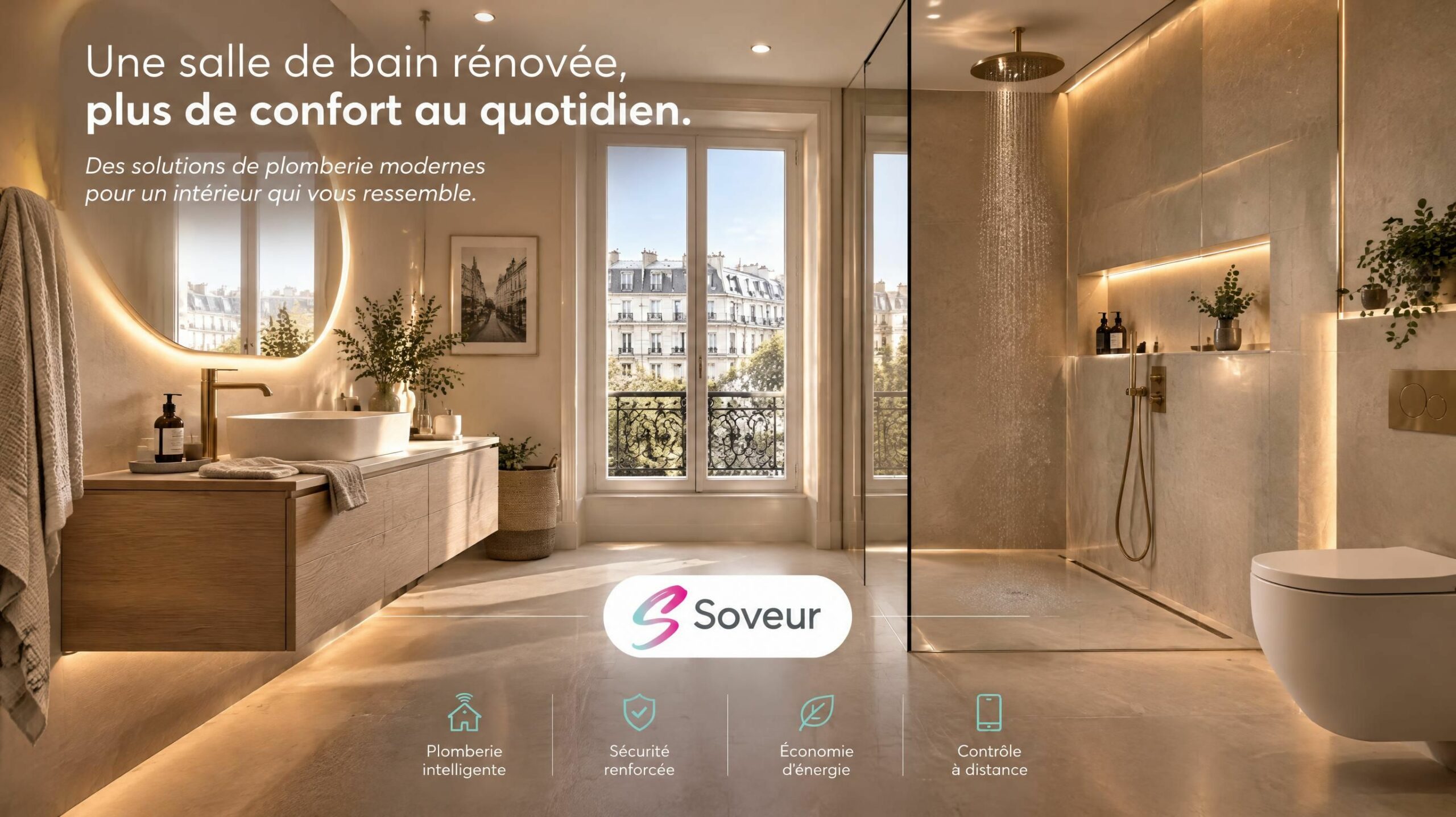Rénovation complète de salle de bain contemporaine à Paris par Multi-Maitre sous certification Soveur